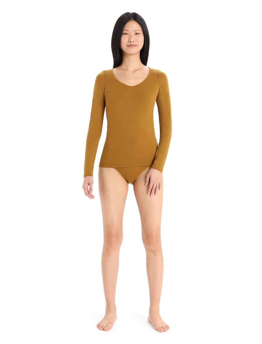 Clove Women's Icebreaker Merino Siren Long Sleeve Sweetheart Top Underwear | USA 1686ZUTG